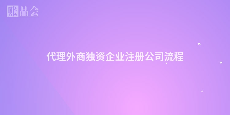 代理外商独资企业注册公司流程